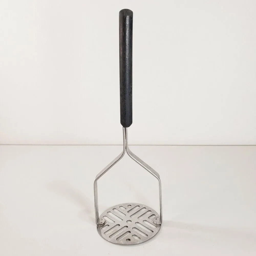 Vtg Ekco Forge Potato Masher Stainless Black Riveted Handle Cooking Utensil
